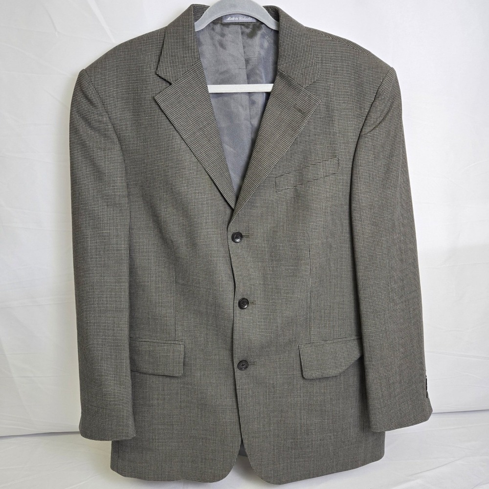 Oscar‎ De La Renta Single Breasted Houndstooth Blazer Professional Gray 45R
